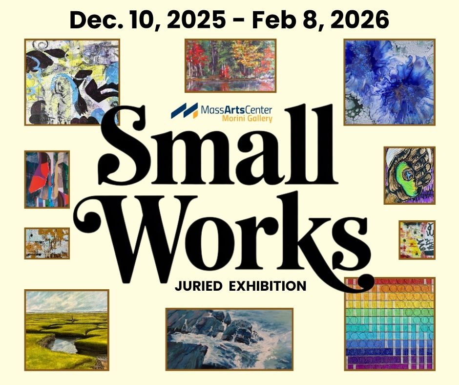 Art exhibition featuring diverse small artworks