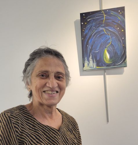 Jyoti Joshi visits her work in the gallery.