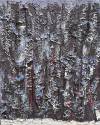 Devin DiChiara, Night Snow in the dark woods, 16×20, acrylic paint, glass-beaded gel, medium and coarse pumice, $175