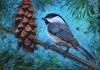 Black-capped Chicadee, Joseph Mueller, 5 x 7, Acrylic, $375.00